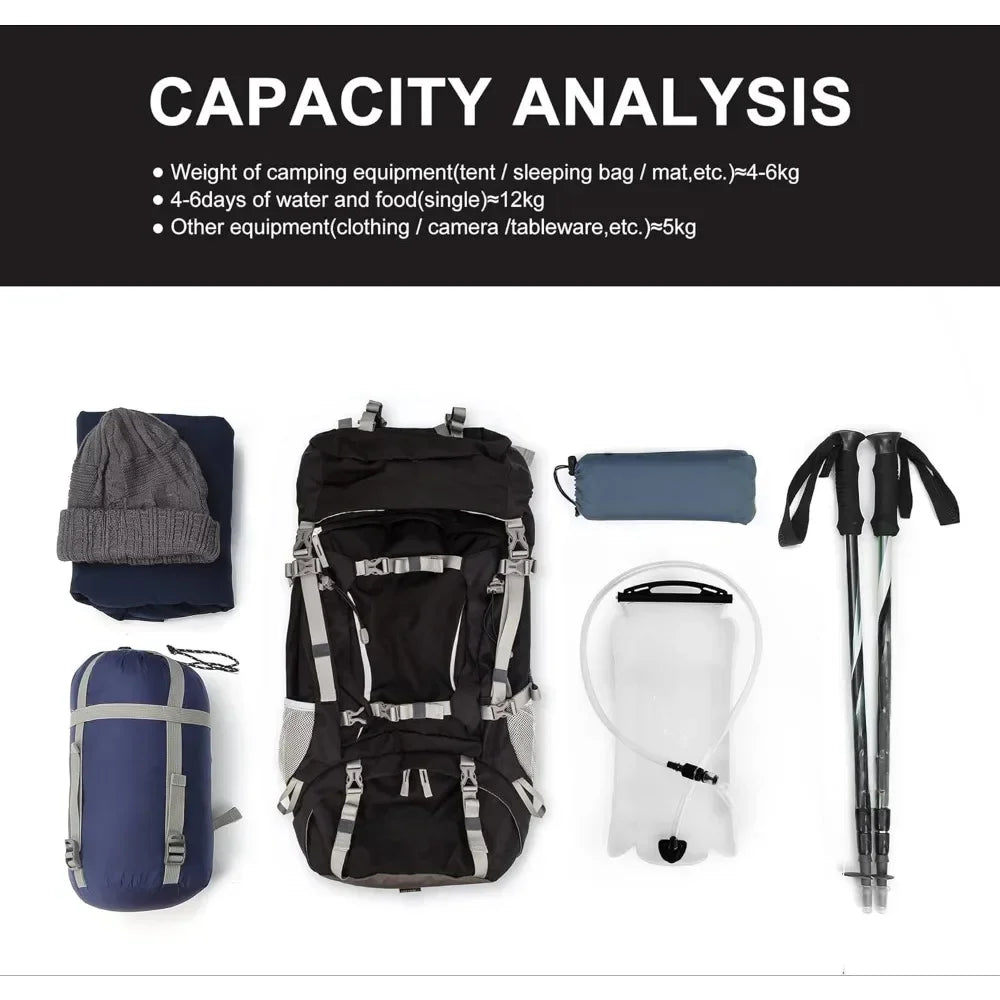 70L Internal Frame Backpack with Rain Cover