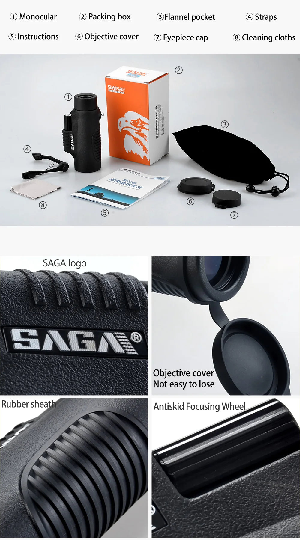 SAGA BAK4 8x32 Mini Monocular