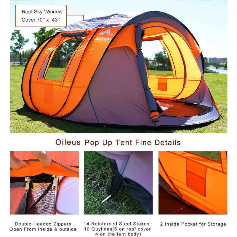 Oileus Pop Up Instant Setup 6 Person Tent