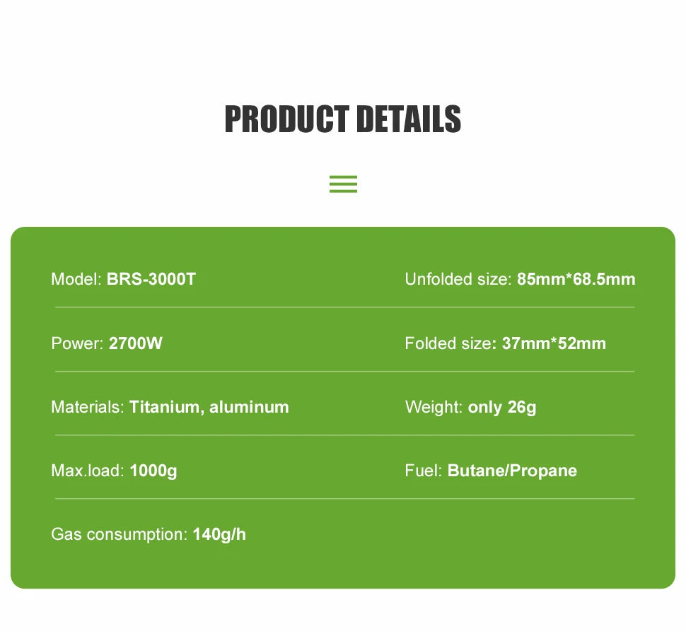 BRS 3000T Mini Titanium Camping Gas Burner